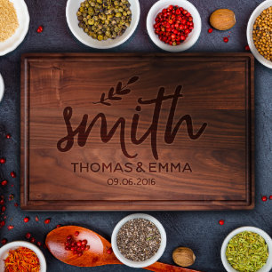 Laser Engraved Walnut Cutting Board w/Juice Groove