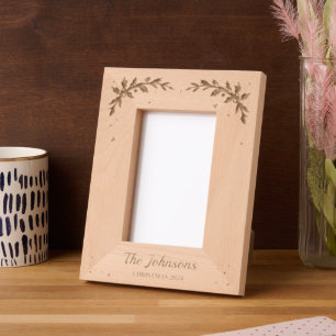 Laser Etched Christmas Berries Family Name Engraved Frames