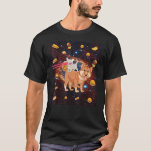 Laser Eye Cats In Space Dog Cat Eating Pizza And B T-Shirt