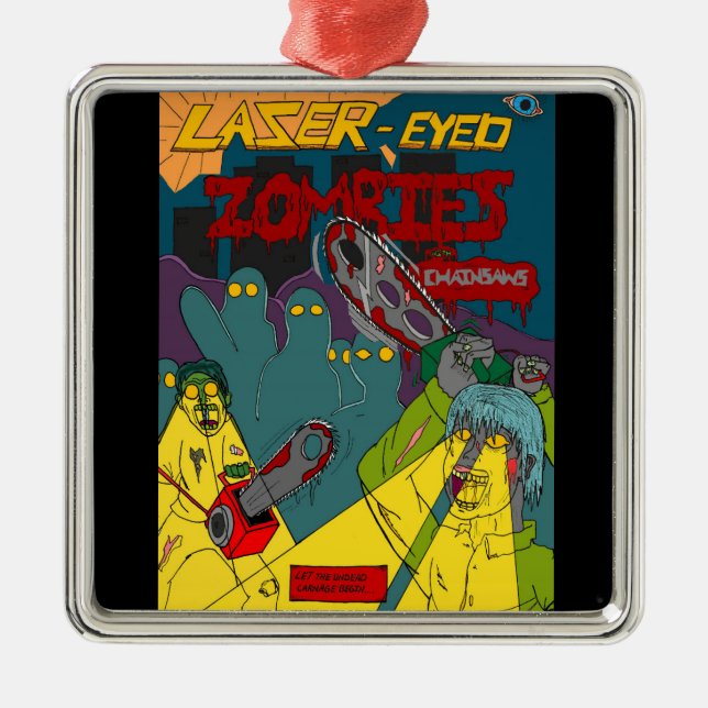 Laser-Eyed Zombies with Chainsaws Ornament (Front)