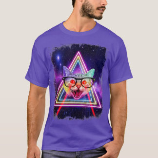 Laser Eyes Space Cat In Galaxy Funny Kitty For Cat T-Shirt