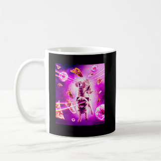Laser Eyes Space Cat Riding Dog Pug Rainbow Coffee Mug