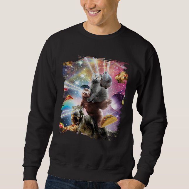 Laser Eyes Space Guinea Pig Cat Sloth Dinosaur Sweatshirt (Front)
