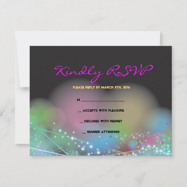 LASER GLOW in the DARK Bar Bat Mitzvah Reply Card (Front)