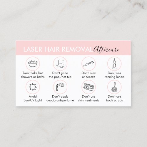Laser Hair Removal Aftercare Instruction Business Card