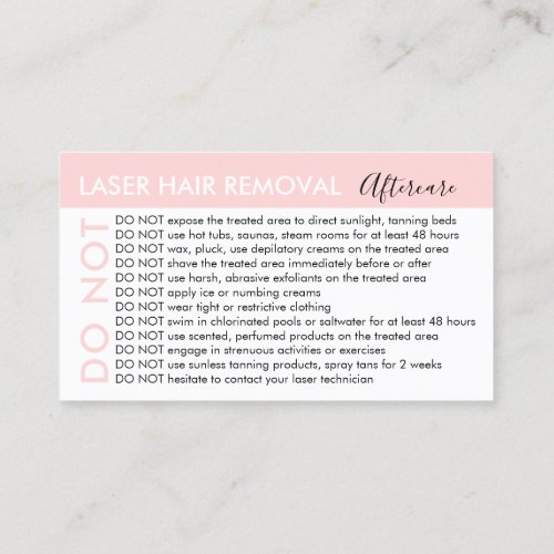 Laser Hair Removal Avoids Advices Aftercare Business Card