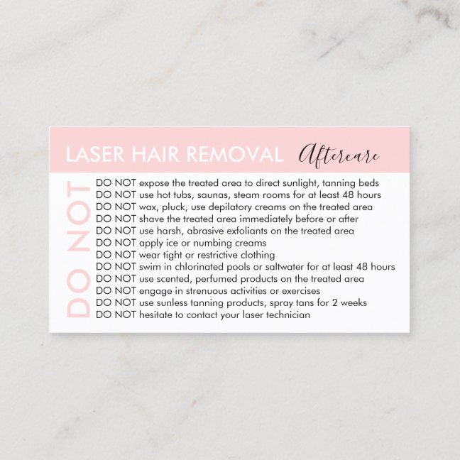 Laser Hair Removal Avoids Advices Aftercare Business Card