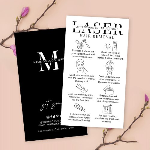 Laser Hair Removal Care Instructions Minimalist Business Card