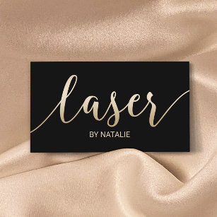 Laser Hair Removal Esthetician Gold Typography Business Card