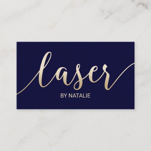 Laser Hair Removal Esthetician Navy  Gold Business Card