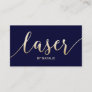 Laser Hair Removal Esthetician Navy & Gold Business Card