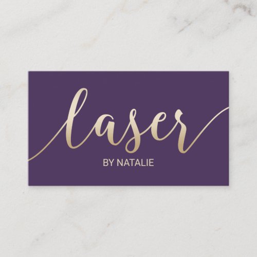 Laser Hair Removal Esthetician Purple  Gold Business Card
