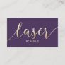 Laser Hair Removal Esthetician Purple & Gold Business Card