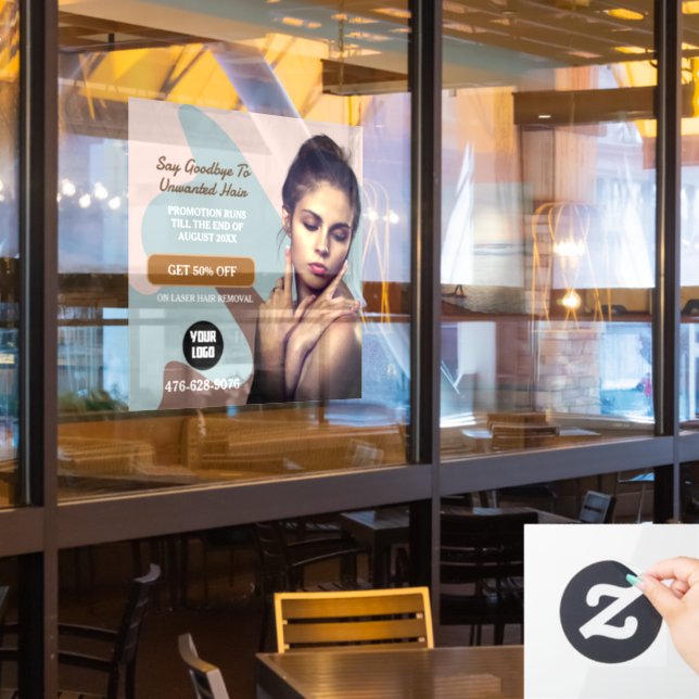 Laser Hair Removal Services Editable Window Cling (Restaurant Window)