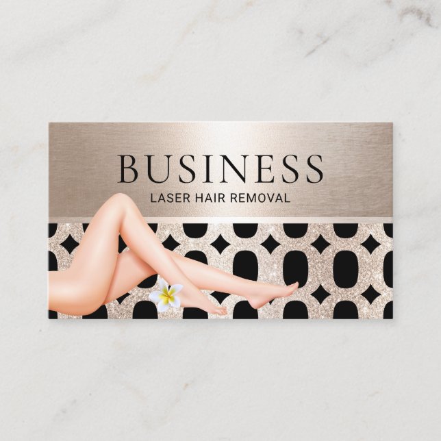 Laser Hair Removal Skin Care Geometric Gold Salon  Business Card (Front)