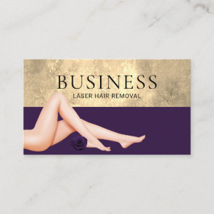 Laser Hair Removal Skin Care Salon Purple & Gold Business Card