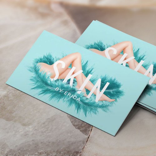Laser Hair Removal  Skin Care Teal Feather Mint Business Card