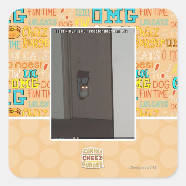 Laser Kitty Square Sticker (Front)