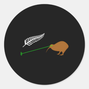 Laser Kiwi Flag- New Zealand Popular Choice Classic Round Sticker