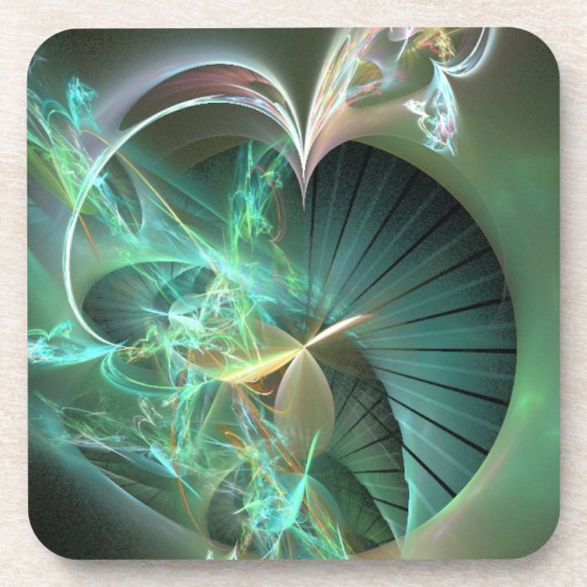 Laser Light Show Over Green Disk Drink Coaster (Front)