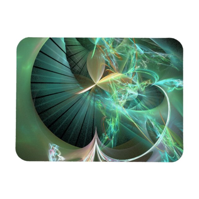 Laser Light Show Over Green Disk Magnet (Horizontal)