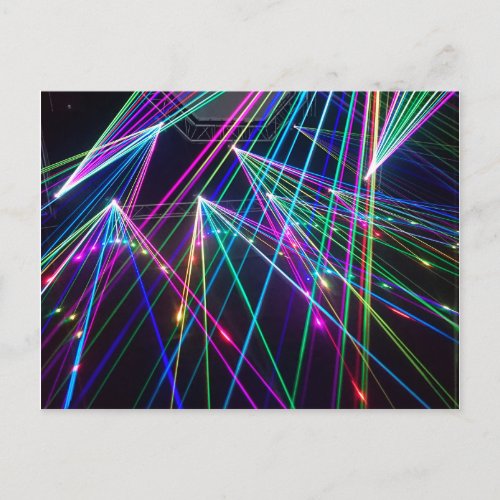 Laser lights concert or music club postcard