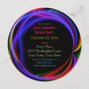 Laser Neon Lights Birthday Invitation