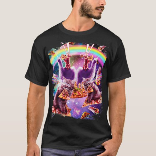 Laser Pizza Cat On Llama Lazer Kitty Cats In Rain T_Shirt