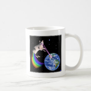 Laser Rainbow Space Cat Coffee Mug