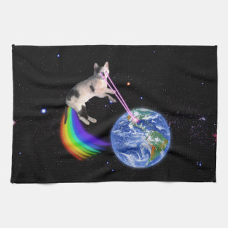 Laser Rainbow Space Cat Towel