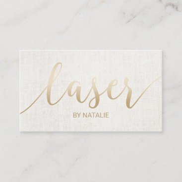 Laser Remedy Beauty Esthetician Gold Typography Business Card