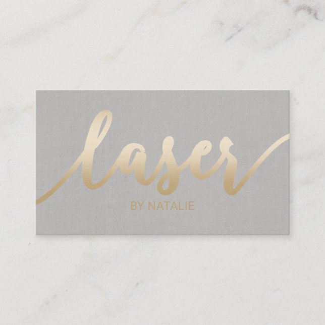Laser Remedy Beauty Esthetician Gold Typography Business Card (Front)