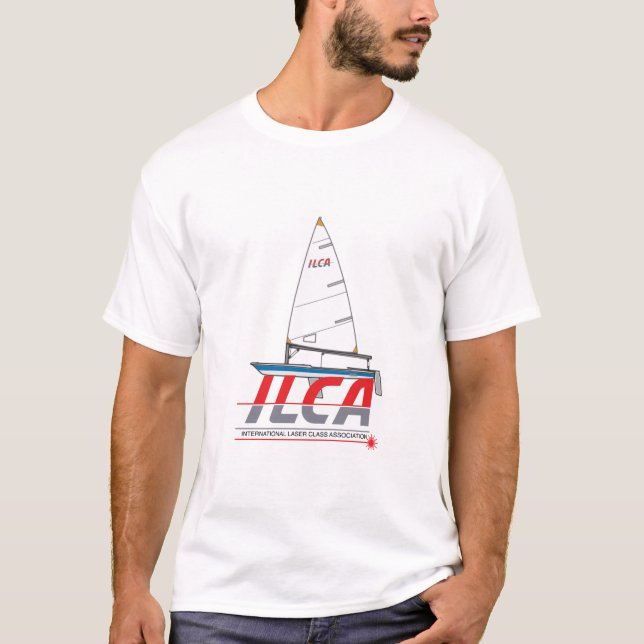 Laser sailboat on ILCA logo - laser sailing dinghy T-Shirt (Front)