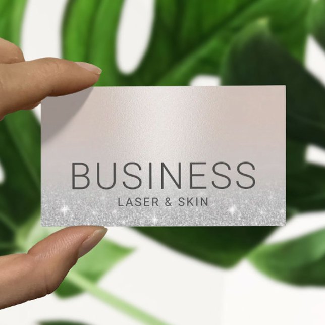 Laser & Skin Beauty Salon Esthetician Silver Business Card (Creator Uploaded)
