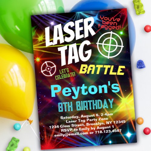 Laser Tag Battle Birthday Party Invitation