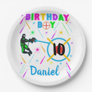 Laser Tag Birthday Boy Party Gamer Gaming Paper Plates