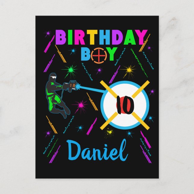 Laser Tag Birthday Boy Party Gamer Gaming  Postcard (Front)