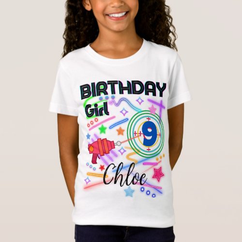 Laser Tag Birthday Girl Party Colorful Matching T_Shirt