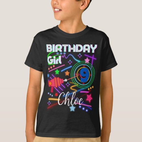 Laser Tag Birthday Girl Party Colorful Matching T_ T_Shirt