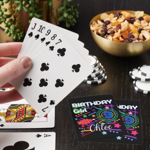 Laser Tag Birthday Girl Party Colorful  Playing Cards