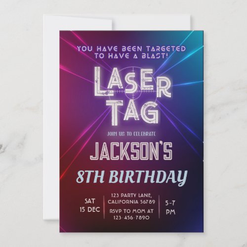 Laser Tag Birthday Invitation Neon Laser Invite