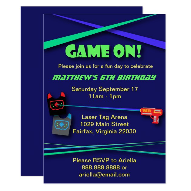 Laser Tag Birthday Or Team Building Party Invitation