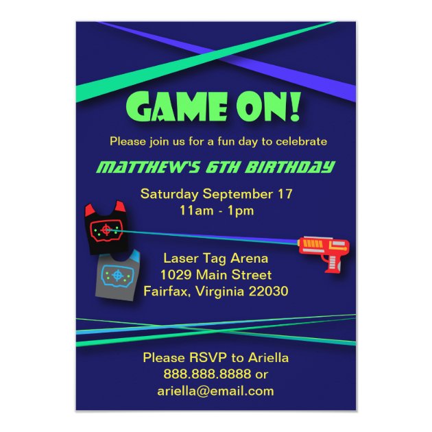 Laser Tag Birthday Or Team Building Party Invitation