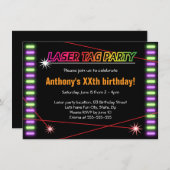 Laser tag birthday party cool black invitation (Front/Back)