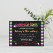 Laser tag birthday party cool black invitation (Standing Front)