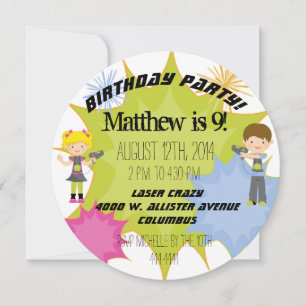 Laser Tag Birthday Party Customized Circle Invite
