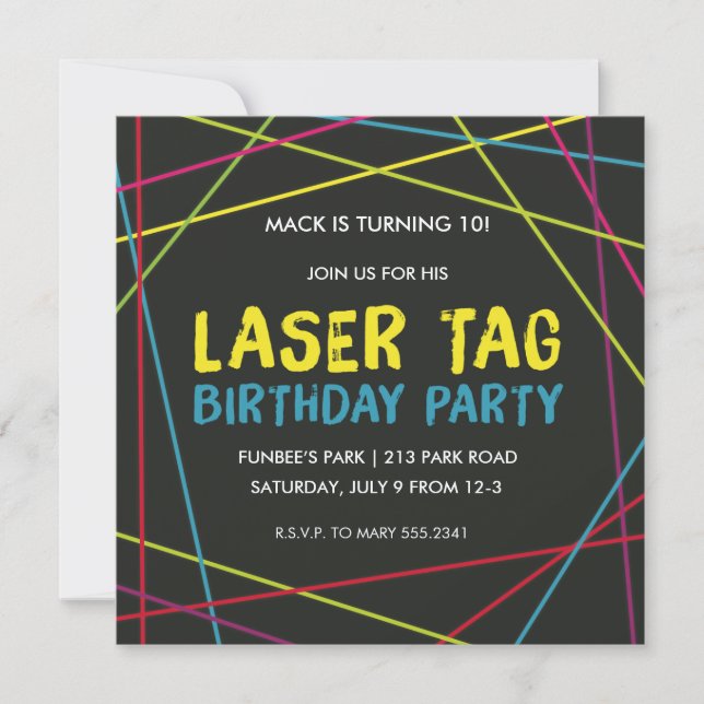 Laser Tag Birthday Party Invitation (Front)