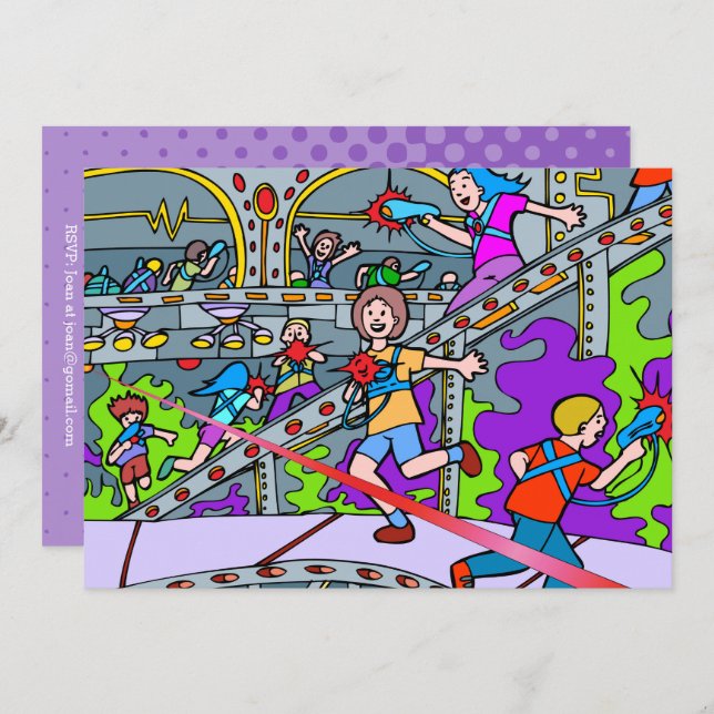 Laser Tag Birthday Party Invitation (Front/Back)