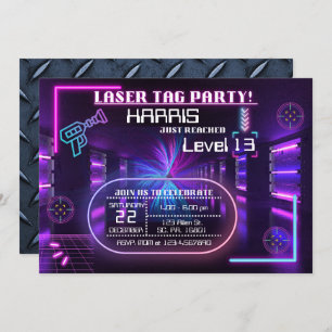 Laser tag Birthday Party Invitation for boy/girl