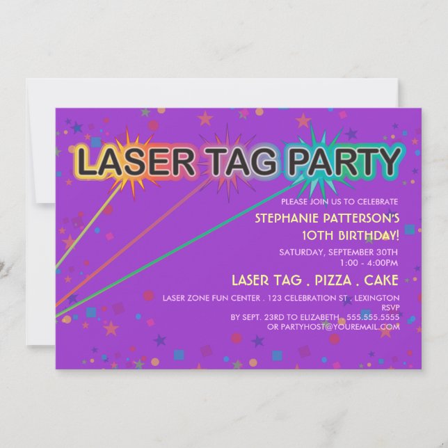 Laser Tag Birthday Party Invitation | Girl (Front)